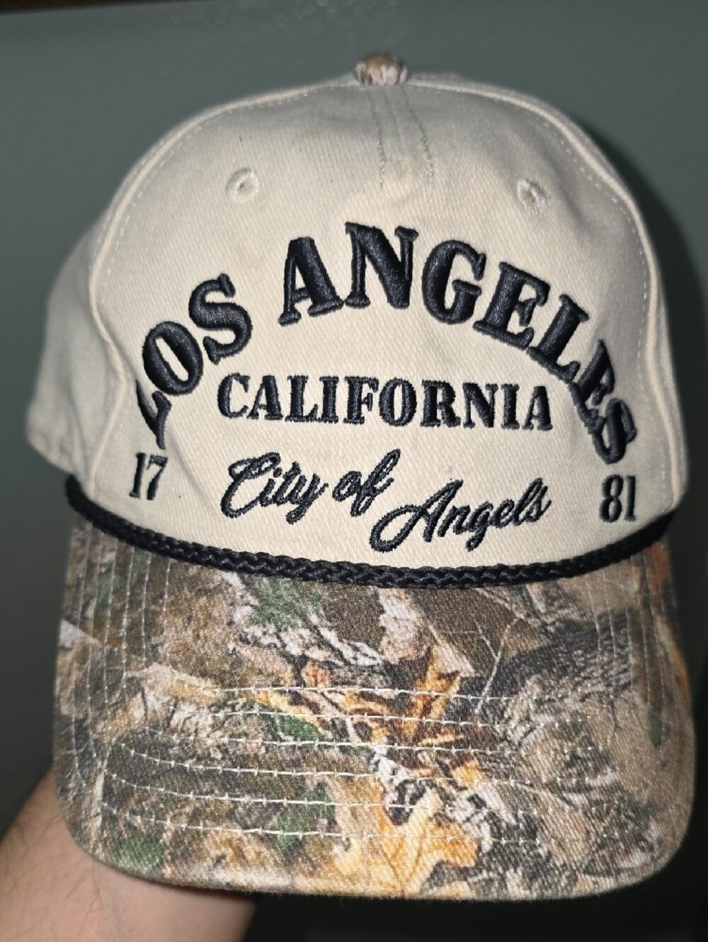 Los Angeles California City of Angels Cap - White with Camouflage Brim